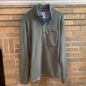 Relwen Sweater Men XL Green Snap Zip Mock Pullover HalfZip Pocket Outdoor Fleece